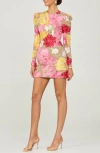 Helsi Erika Embroidered Floral Long Sleeve Cocktail Minidress In Pink Multi Floral
