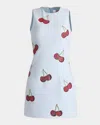 Helsi Zuri Sleeveless Rhinestone Cherries Sheath Mini Dress In Powder Blue