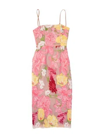 Pre-owned Helsi Floral Print Knee-length Dress In Pink