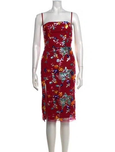 Pre-owned Helsi Floral Print Knee-length Dress In Red