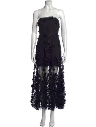Pre-owned Helsi Floral Print Long Dress In Black