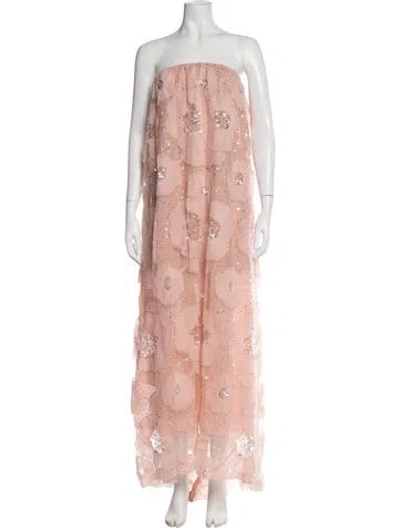 Pre-owned Helsi Floral Print Long Dress In Pink