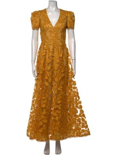 Pre-owned Helsi Floral Print Long Dress W/ Tags In Yellow