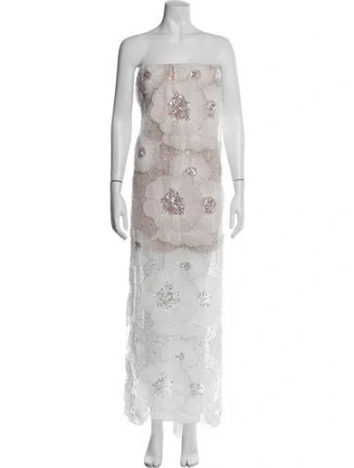 Pre-owned Helsi Floral Print Long Dress In White