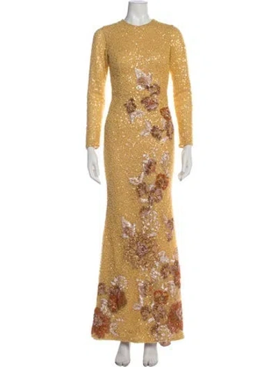 Pre-owned Helsi Floral Print Long Dress In Yellow