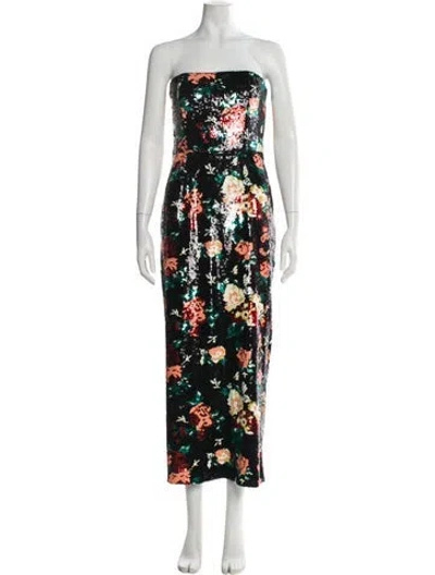 Pre-owned Helsi Floral Print Midi Length Dress In Black