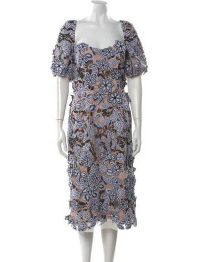 Pre-owned Helsi Floral Print Midi Length Dress In Blue