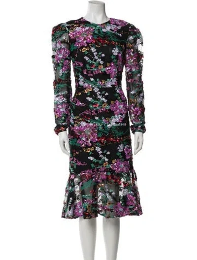 Pre-owned Helsi Floral Print Midi Length Dress In Multi