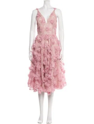 Pre-owned Helsi Floral Print Midi Length Dress W/ Tags In Pink