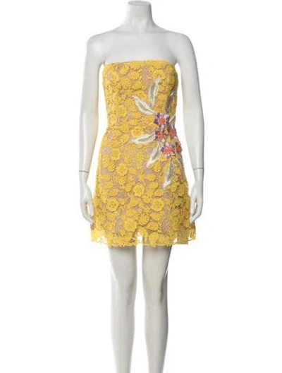 Pre-owned Helsi Floral Print Mini Dress W/ Tags In Yellow