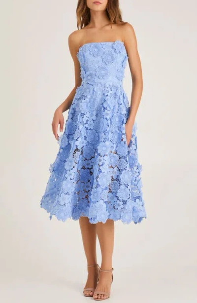 Helsi Florence 3d Floral Embroidered Fit & Flare Cocktail Dress In Blue