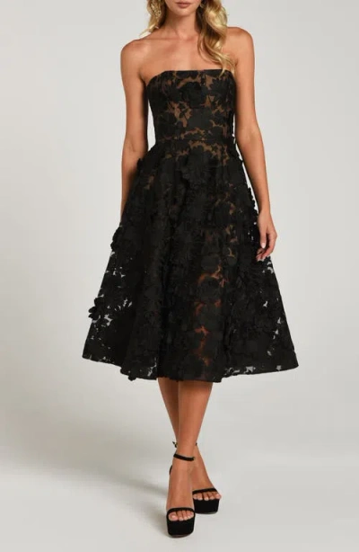 Helsi Florence Embroidered Strapless Midi Dress In Black