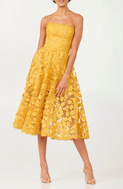 Helsi Florence Sequin Floral Strapless Midi Dress In Marigold
