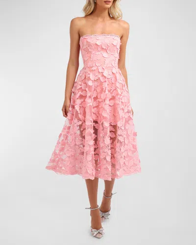 Helsi Florence Strapless Lace Applique Midi Dress In Rose Petal