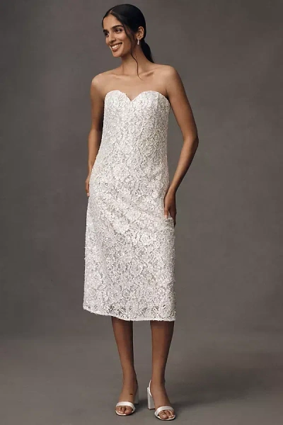 Helsi Francine Strapless Sweetheart Sequin Midi Dress In White
