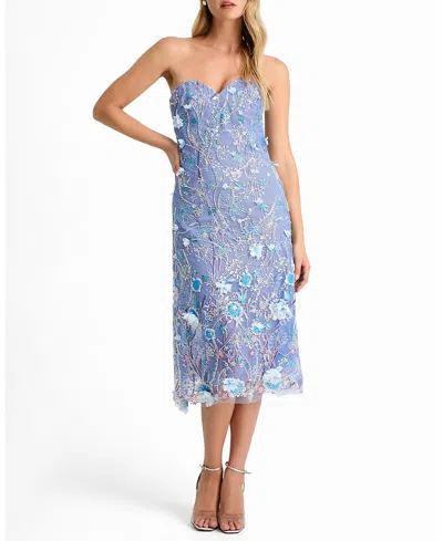 Helsi Francine Sweetheart Strapless Floral Midi Dress In Blue