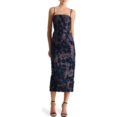 Helsi Gemma Beaded Floral Cocktail Dress In Midnight Blue