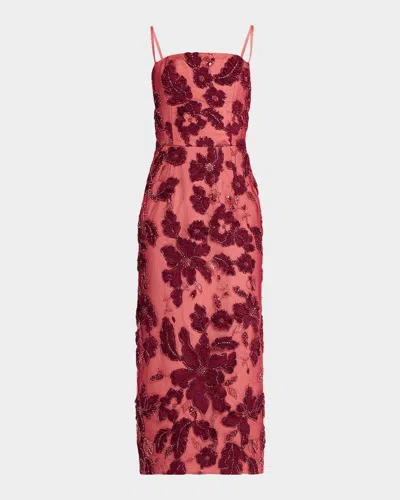 Helsi Gemma Floral Embroidered Midi Dress In Merlot