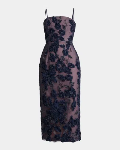 Helsi Gemma Floral Embroidered Midi Dress In Blue