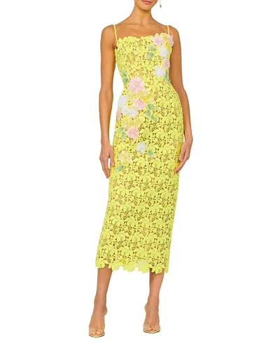 Helsi Georgia Fitted 3d Floral Midi Dress In Yellow