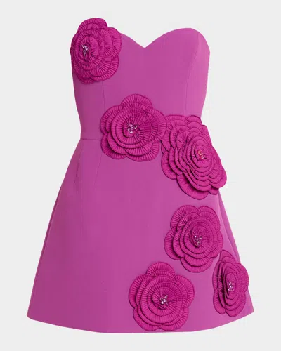 Helsi Gia Strapless Floral Applique Mini Dress In Purple