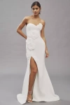 Helsi Gisele Strapless Sweetheart 3d Floral Side-slit Maxi Dress
