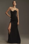 Helsi Gisele Sweetheart Strapless 3d Floral Gown In Black