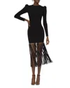 Helsi Greta Puff-shoulder Tassel Midi Dress In Black