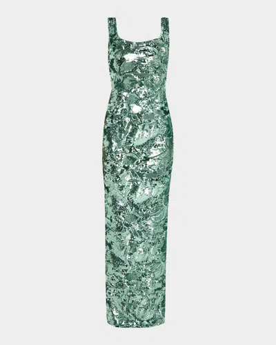 Helsi Iris Sequin Sleeveless Gown In Teal