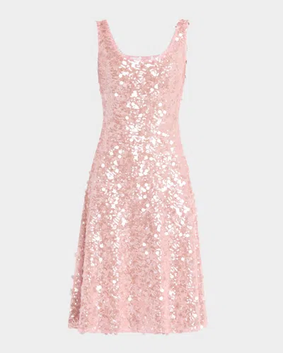 Helsi Isla Fit & Flare Sequin Midi Dress In Baby Pink