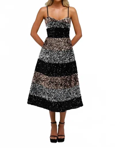 Helsi Jackie Midi Dress In Multi Colored In Black