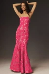 Helsi Jessica Floral Strapless Mermaid Gown In Pink