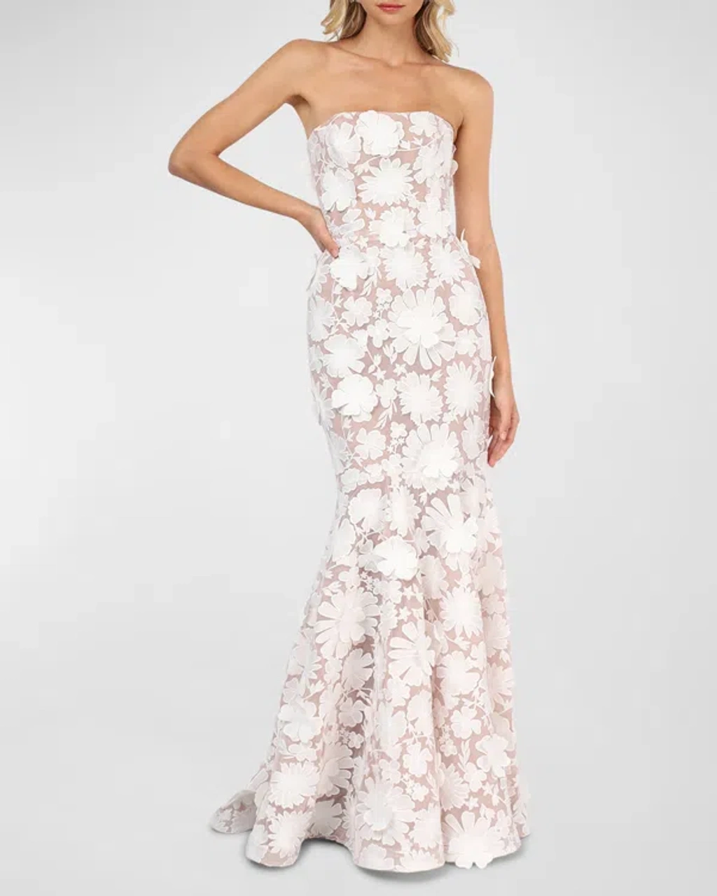 helsi jessica strapless 3d floral strapless mermaid maxi dress HELSI