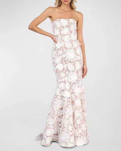 Helsi Jessica Strapless Embroidered Mermaid Gown In White