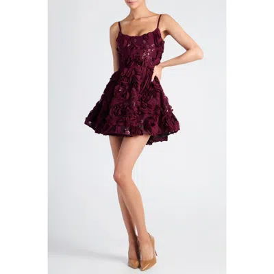 Helsi Jordan Floral Sequin Minidress In Burgundy