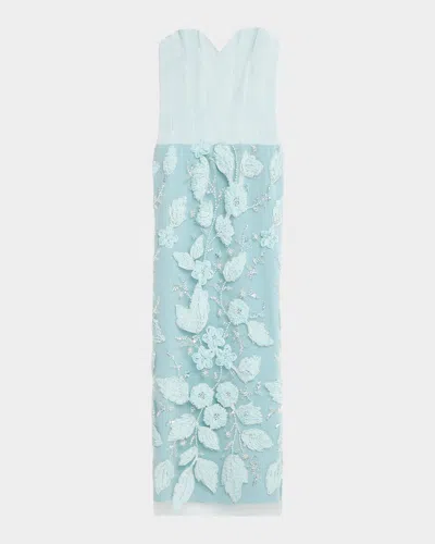 Helsi Julia Sweetheart Strapless Corset Floral Gown In Baby Blue