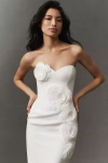 Helsi Kaia 3d Floral Strapless Midi Dress In White