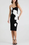 Helsi Kaia Floral Appliqué Strapless Dress In Black