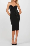 Helsi Kaia Floral Appliqué Strapless Dress In Black
