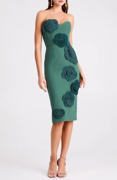 Helsi Kaia Floral Appliqué Strapless Dress In Green