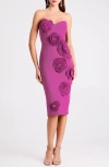 Helsi Kaia Floral Appliqué Strapless Dress In Purple