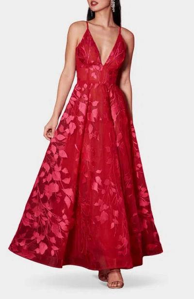 Helsi Karolina Embroidered Gown In Fuchsia/ Red