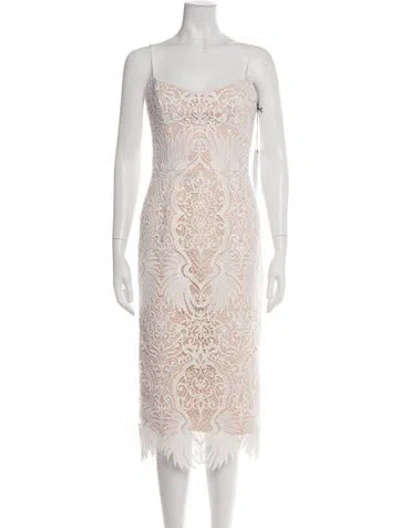 Pre-owned Helsi Lace Pattern Midi Length Dress In Neutrals
