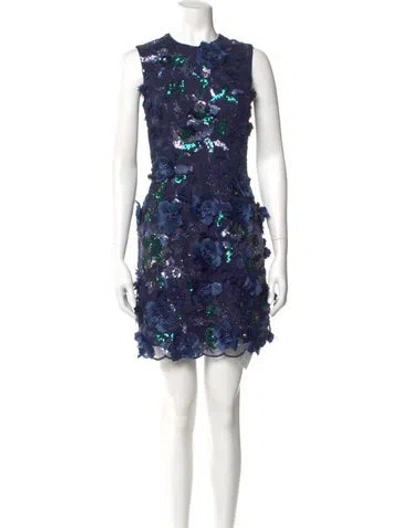 Pre-owned Helsi Lace Pattern Mini Dress In Blue