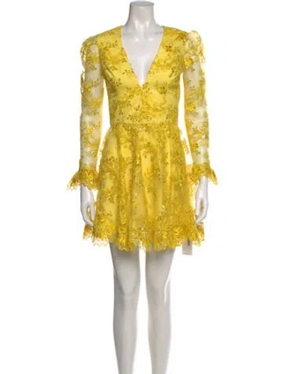 Pre-owned Helsi Lace Pattern Mini Dress In Yellow