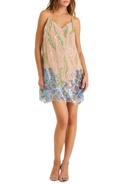 Helsi Lana Bead Embellished Cocktail Minidress In Blue