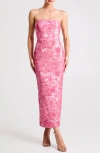 Helsi Leslie Pattern Sequin Strapless Gown In Pink