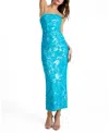 Helsi Leslie Sequin Strapless Gown In Blue