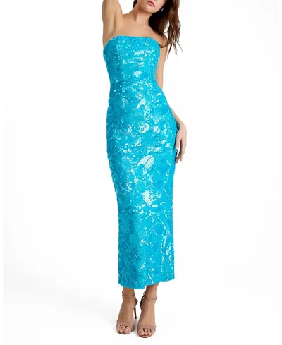 Helsi Leslie Sequin Strapless Gown In Blue