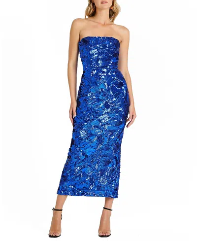Helsi Leslie Sequin Strapless Gown In Blue